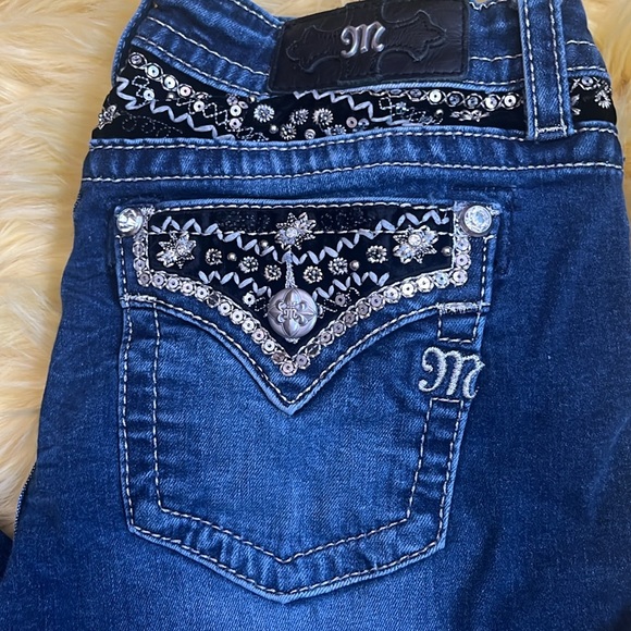 MISS ME CHLOE rhinestone bling boot cut jeans - Picture 2 of 8